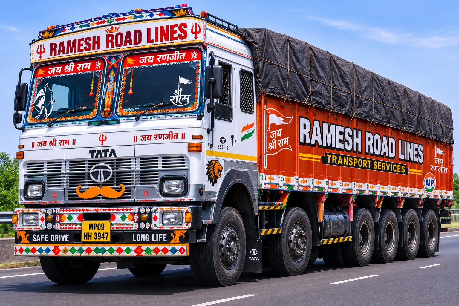 Ramesh Road Lines truck on highway